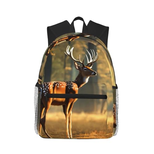 Sac à dos ordinateur 15,6 pouces EdWal Noir avec imprimé cerf pour voyage et université