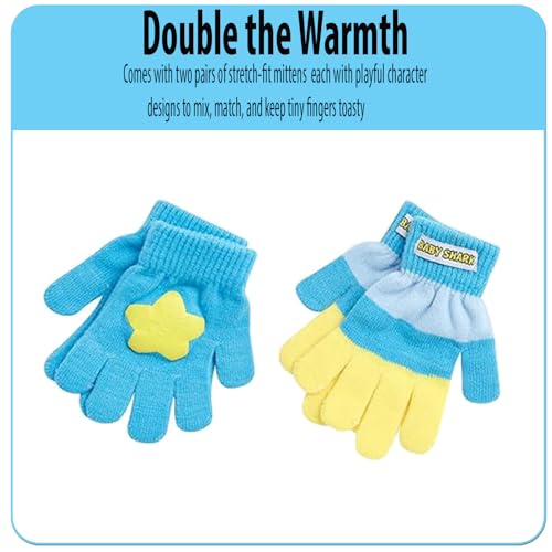 Image of Nickelodeon Boys' Baby Shark Winter Hat and 2 Pairs of Mitten Set (Toddler)