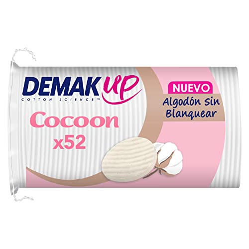 Demak´Up Cocoon Ovales Cotons à Démaquiller - Visage et Yeux - 100% Fibres de Coton Naturelles - 4x52 cotons