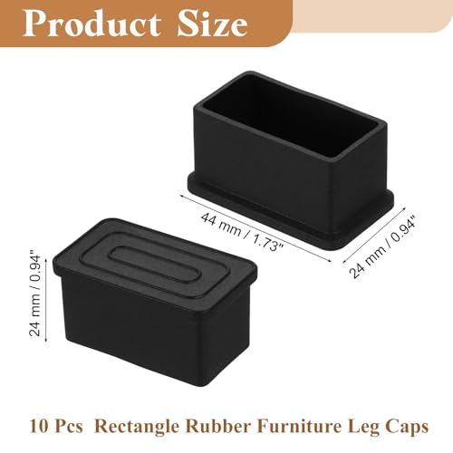 Tapas rectangulares de PVC negras para patas de muebles, 10 unidades 3