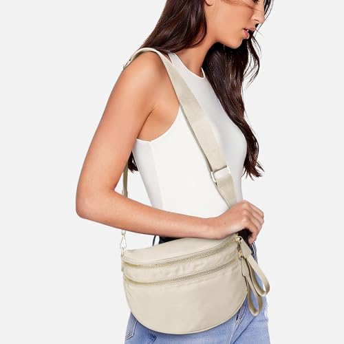 Image of hibear Checkered Crossbody Bag Spacious Bum Bags for Women Nylon Crossbody Fanny Packs Checkered Purse Belt Wallet
