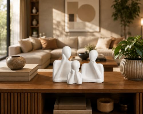 Image of Family Statue - Set of 3 (5 inches) | Abstract Human Figurines for Home Decor | Decorative Statues for Living Room, Bedroom & Shelf Decor | Gift for Housewarming & Anniversary (W3F)