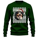 Photo Gallery printbar - felpa con cane da montagna bernese con cappello di babbo natale, divertente 100% cotone, design unisex, perfetta per le vacanze e il recupero festivo!, verde, 4xl Photo Gallery printbar - felpa con cane da montagna bernese con cappello di babbo natale, divertente 100% cotone, design unisex, perfetta per le vacanze e il recupero festivo!, verde, 4xl