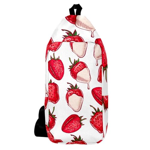Sac à dos à bandoulière fraise chocolat blanc pour randonnée et voyage