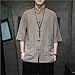 M-5XL Plus Size Men Tai Chi Clothing Wing Chun Kung Fu Clothes Half Sleeves Tang Shirt Summer Stretwear Tang Clothing(Grey Summer Shirts,4XL)