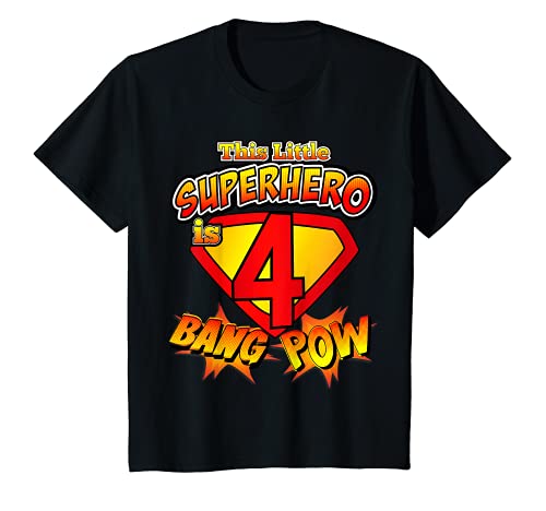 Kids 4 Year Old SuperHero Birthday Super Hero Party 4th Gift T-Shirt