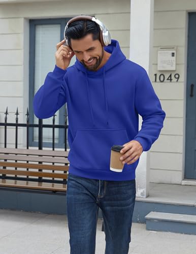 Image of COOFANDY Men Cotton Fleece Hooded Sweatshirt Casual Long Sleeve Hoodies Pullover Fashion Drawstring Hoodie with Kanga Pocket