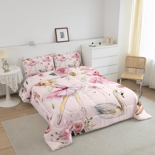 Juego de edredón de ballet infantil rosa ideal para regalar a niñas 3
