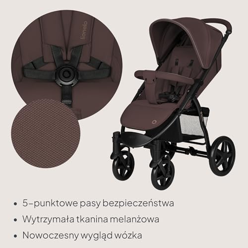 Lionelo Annet Plus wózek dziecięcy typu buggy od urodzenia do 22 kg, funkcja rozkładania, kompaktowy, składany, duże koła EVA z zawieszeniem, kaptur XXL, w zestawie śpioszki, moskitiera i uchwyt na