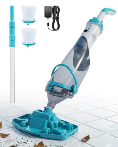 Saker Handheld Pool Vacuum with Telescopic Pole Cordless Pool Cleaner 4200 L/H Powerful Suction 60 Min Runtime Rechargeable Vacuums for Above Ground Pools Inground Pools Spas & Hot Tubs