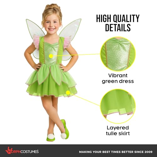 Disfraz de hada verde con alas para niñas miniatura 3