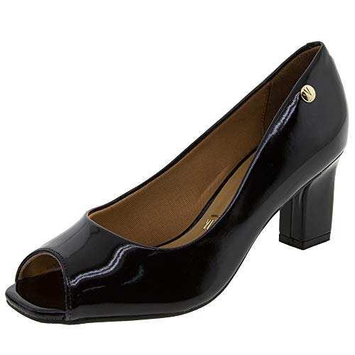 Sapato Vizzano Peep Toe Verniz - Preto - 39