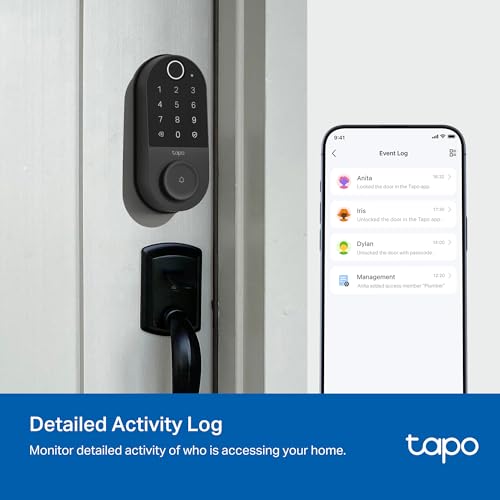 Locks Tapo Smart Wi-Fi Door Lock, Deadbolt | Keyless Entry, Fingerprint Recognition, Touchscreen Keypad & in-App Monitoring with Scheduled Access|1-Year Rechargeable Battery | BHMA Grade 2 | DL110 SmartThings Compatible Locks Tapo Smart Wi-Fi Door Lock, Deadbolt | Keyless Entry, Fingerprint Recognition, Touchscreen Keypad & in-App Monitoring with Scheduled Access|1-Year Rechargeable Battery | BHMA Grade 2 | DL110 SmartThings Compatible