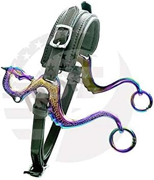 Dragon Rainbow Color Hackamore Bitless Horse Bit English Western Black Leather