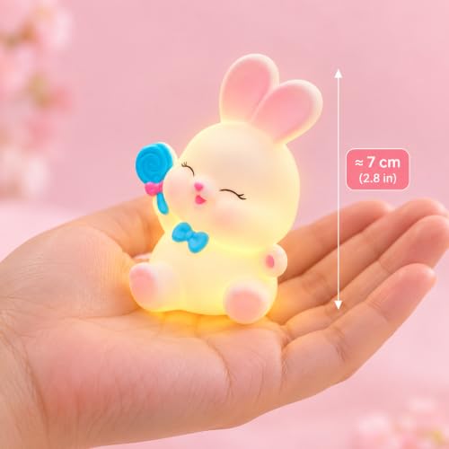 Image of Cute Lollipop Bunny Night Light Lamp Battery Operated Table and Desk Decorations Gift Pandas (Lollipop Bunny)