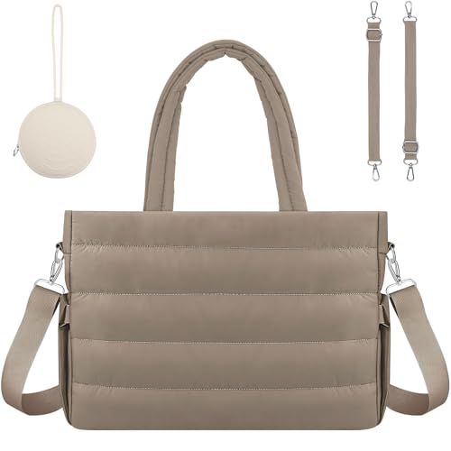 Diaper Bag Tote with Silicone Pacifier Case, Crossbody Hospital Bag Travel Large Mommy Bags,Baby Diaper Bags with Shoulder Straps,Khaki