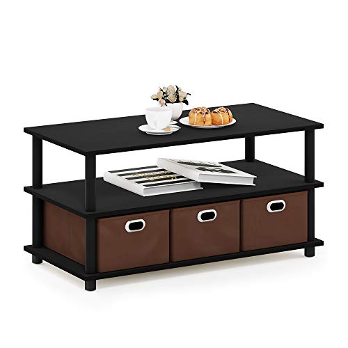 Image of FURINNO Turn-N-Tube Coffee Table, 31.22D x 15.5W x 15.8H in, Black Oak /Black /Brown