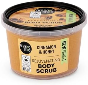 Organic Shop Rejuvenating Body Scrub with Cinnamon & Honey, Exfoliating Body Scrub for Smooth, Soft Skin, Hydrating Body Polish for All Skin Types, Vegan & Organic, 250 ml