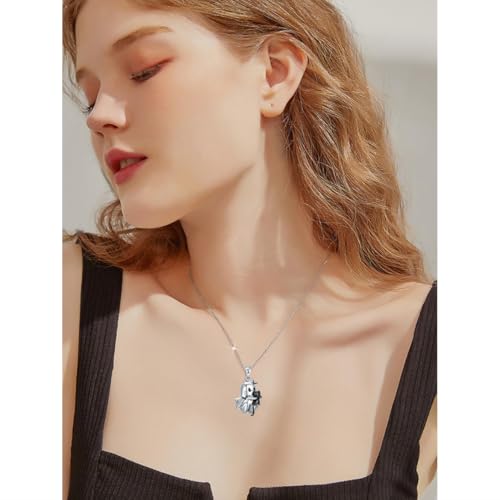 ONLYJUMP Halloween Lovely Ghost Necklace for Women S925 Sterling Silver Black Heart Crystal Ghost Pumpkin ghost Necklace Cute Halloween Gothic Jewelry Gifts2