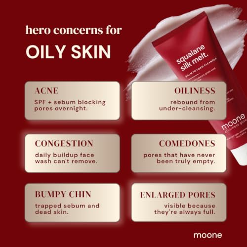 Image of Moone Squalane Silk Melt - Balm to Foam Double Cleanser for Oily Skin | Removes SPF, Sebum & Pollution Build-Up | Makeup Remover Cleansing Balm with Squalane, Rice & Grape Extract - 100g