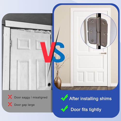 Image of 10 Pack Door Hinge Shims, 4 Inch Lenth 0.040 Inch Thickness Hardware for Door Hinge Repair Kit (3hole)