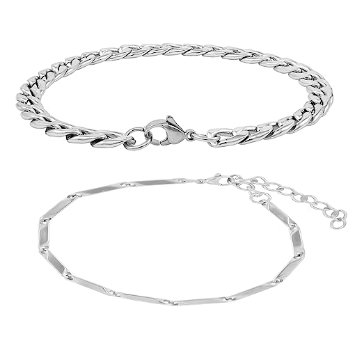 Image of Nakabh Combo of Chain Stainless Steel Wrist Bracelet for Men Boys Unisex (2220261P)