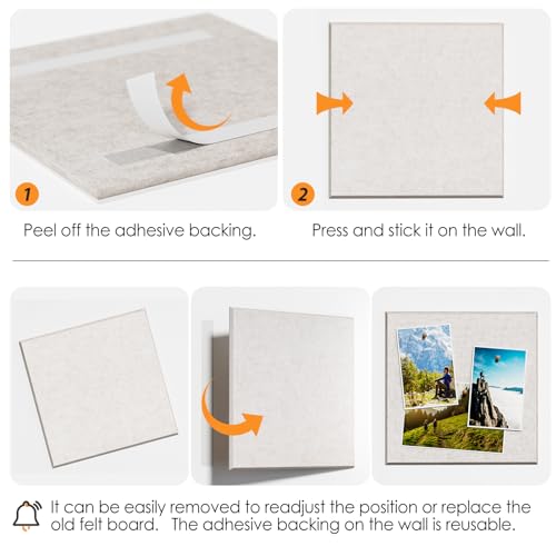 Image of MaxGear Felt Bulletin Board 48 inch x 36 inch, Light Tan Felt Wall Tiles Wall Decor