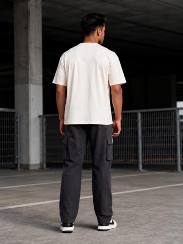 Generic Men's Black Cargo Track Pant Grey - Image 5
