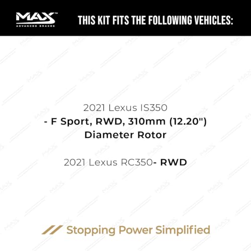 Image of MAX Advanced Brakes - Brake Kit For 2021 Lexus IS350 (12.20 inch Diameter Rear Rotor, RWD)| Carbon Ceramic Brake Pad and Rotor Kit Front and Rear| Daily Driving Geomet Coated Brake Rotors