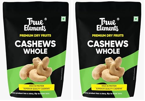 Image of Whole Cashews By True Elements 500g | Whole Crunchy Cashew Nuts | Premium Kaju | Rich in Protein | Rich in Fibre | Dry Fruit | Festive Snacking (Pack of 2)
