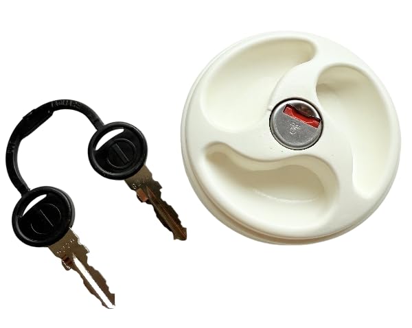 ADVENTURE OUTDOOR SUPPLIES Lockable White Vented Water Tank Filler Cap with Barrel & 2 Keys – Fits 40mm Hose – Secure Motorhome, Campervan & Caravan Access