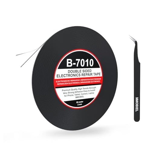 MMOBIEL 2 mm doppelseitiges Klebeband stark klebend Tape 50 m Rolle (Schwarz) für Smartphone Tablet Reparatur