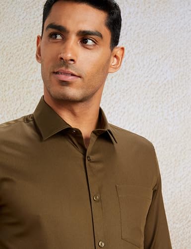Image of Amazon Brand - Symbol Men's Solid Cotton Formal Shirt | Plain | Full Sleeve - Regular Fit (Available in Plus Sizes)