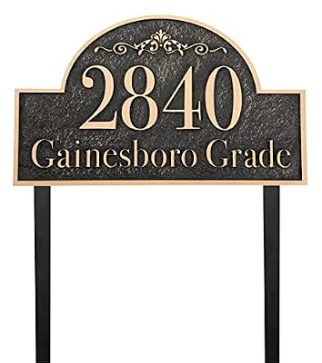 Custom Address Sign LAWN MOUNTED Large - ''15 x 8'' Personalized Address Plaque,House Number Sign Plaque Plate for Yard,Lawn,Ground,Garden,Drive Way,House Address Numbers for Outside House - Metal 911 Visibility with Stake