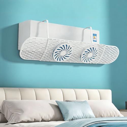 Image of HASTHIP Adjustable AC Air Deflector - Air-Conditioning Windshield Noise Reducing Vent Cover, 47-86CM Length Retractable for Baby Room, Study, Living Room, Studio, Home Cooling Control Panel-White