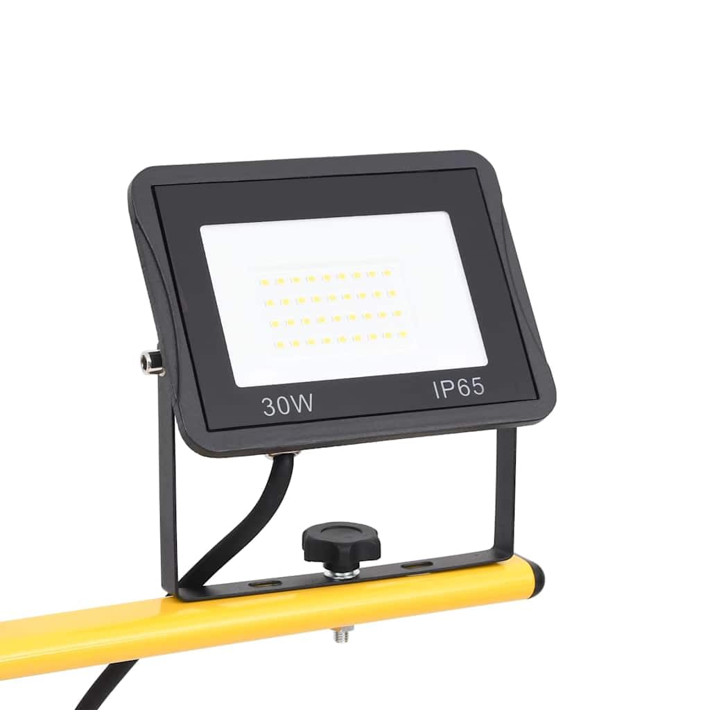 Foco LED con trípode, 2 x 30 W, luz blanca cálida, 4200 lm, 3000 K, foco de construcción plegable con cable de 3 m