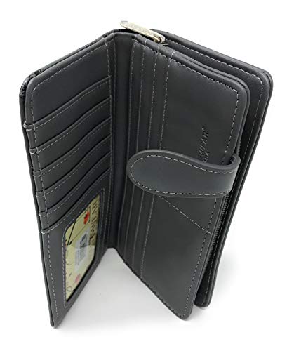 Shag Wear Wolf Paw Large Animal Wallet for Women and Teen Girls Vegan Faux Leather 7" Dark Grey4