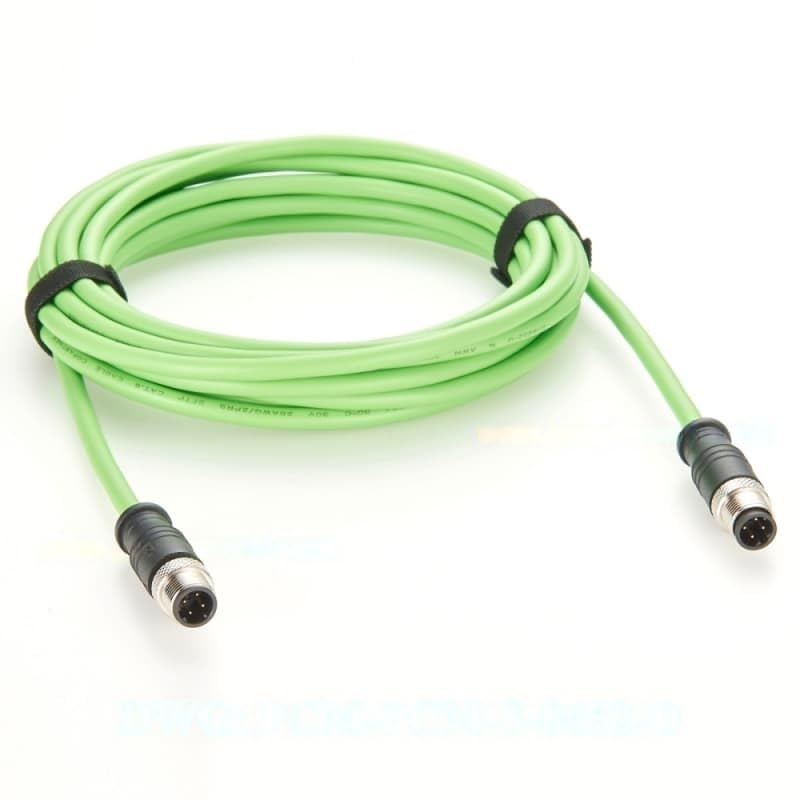 M12 D Type 4-pin Male-to-Male Cat5 Ethernet Cable, IP67 Shielded, Highly Flexible Industrial Switch Cable, Suitable for Machine Vision.