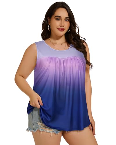 Image of Women Plus Size Tank Top Casual Summer Tops Loose Fit Sleeveless T Shirts Trendy Crewneck Tunic Tees 2026
