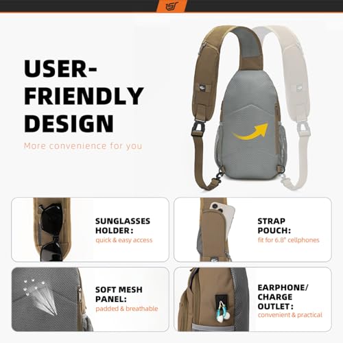 Image of SKYSPER Sling Bag RFID Crossbody Sling Backpack Cross Body Shoulder Bag Travel Hiking Daypack for Women Men(Taupe)