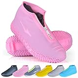 ydfagak Shoe Covers Waterproof Reusable Foldable Not-Slip Rain Shoe Covers with Zipper,Shoe Protectors Overshoes Rain Galoshes for Kids Men and Wome (Pink, S (Kids 3-5 Year))