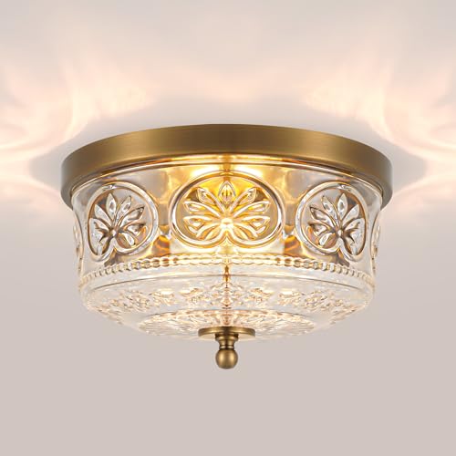 12-Inch Antique Brass Flush Mount