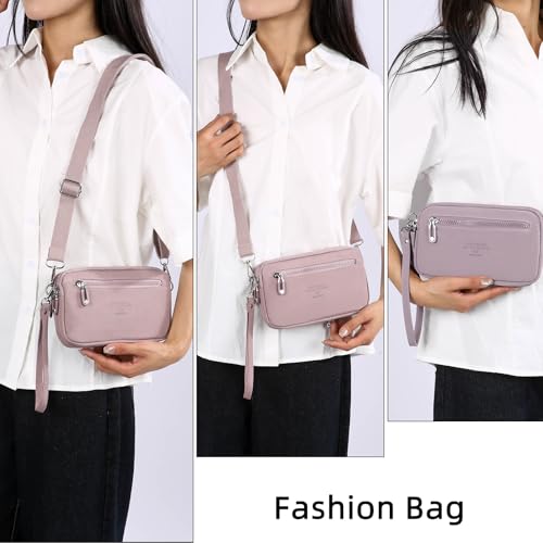 Image of JANKS Small Crossbody Bags for Women Wristlet Wallets Nylon Shoulder Bag with 4 Zipper Carry All Purse Credit Card Holder