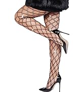 IYOU Glänzend Gittergewebe Fischnetz Strumpf Schwarz Kristall Hoch Taille Strumpfhose Funkelnd Pa...