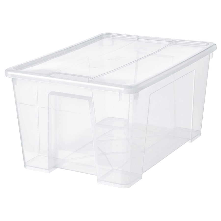 SAMLA Transparent Storage Box with Lid, 57x39x28 cm/45L (22 ½x15 ¼x11) – Durable and Spacious Organizer for Home, Garage, or Office Storage.-image-1