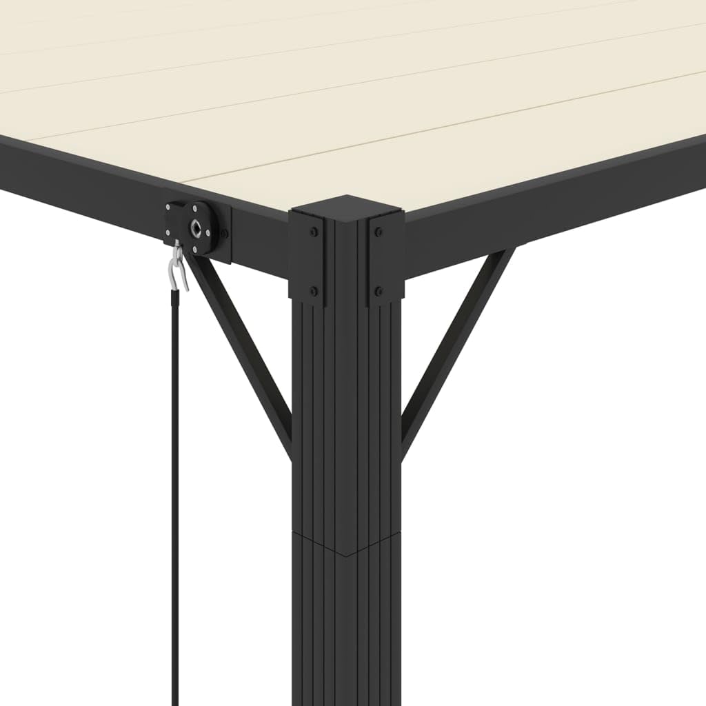 Pergola avec toit à lamelles, 3 x 3 m, tissu crème et aluminium, imperméable, réglable, tente de jardin, protection solaire, protection contre la pluie, auvent extérieur pour terrasse, balcon