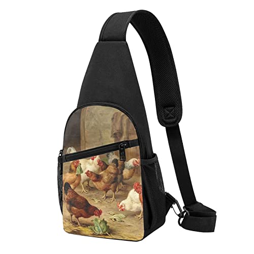 Sac à dos à bandoulière motif poules pour vos balades et loisirs