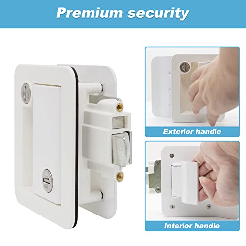 showingo RV Entry Door Lock, White, Key Lock, Anti Theft - Thumbnail 5