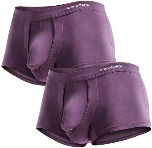 Ouruikia Men's Underwear Modal Boxer Briefs Lightweight Turnks Tagless Underpants with Separate Pouch