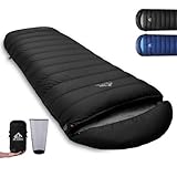 BUERTS Saco de dormir de plumón para invierno, camping (negro -6 °C)